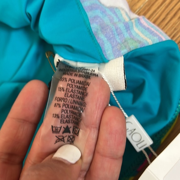 Amir Slama Draped Long Sleeves Bodysuit In Pink ,green and blue size XL - Picture 15 of 16